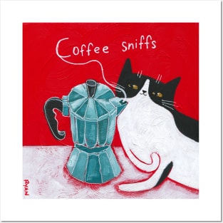 Kitty Doing The Coffee Sniffs Posters and Art